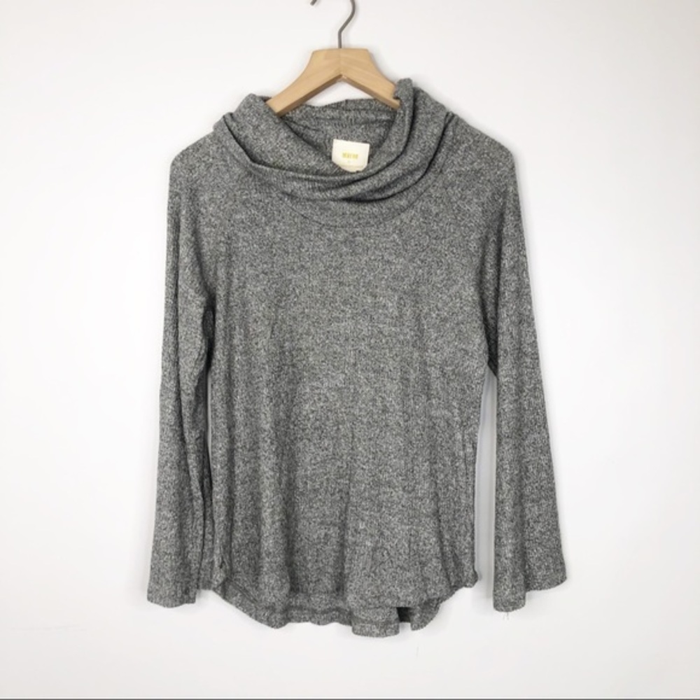 Anthropologie Maeve Gray Cowl Neck Top